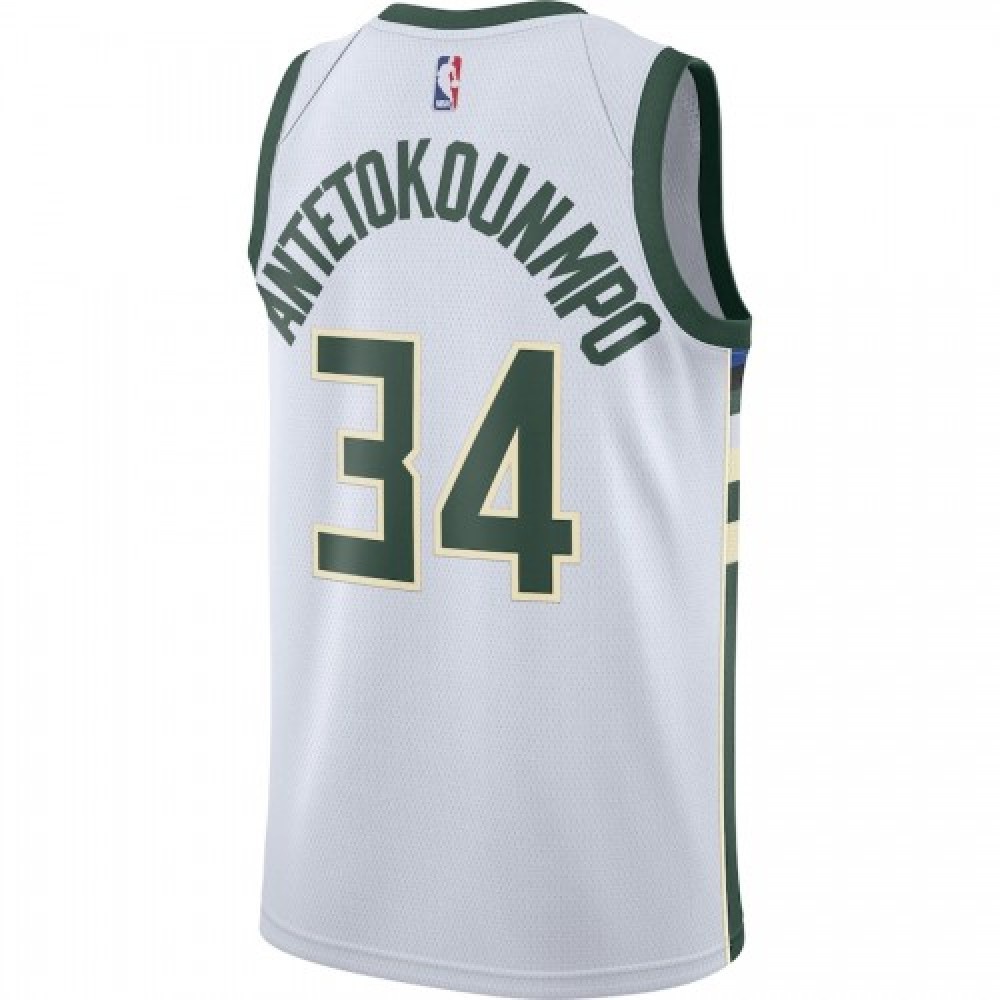 Men's Milwaukee Bucks Giannis Antetokounmpo #34 White Swingman Jersey - Association Edition-Pro Kit Vault | Brand New 26/27 Sports Jerseys